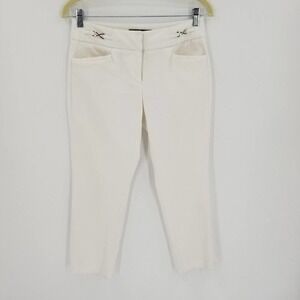 New York & Company 7th Ave Suiting Crops Skinny Jeans 2 White Pockets Zip Fly